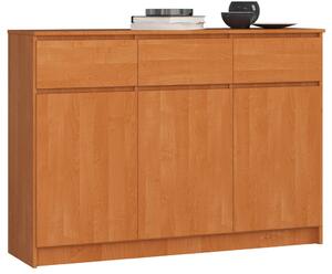 AKORD CLP Modern Komód Laminált Éger 3 Ajtós 3 Fiókos