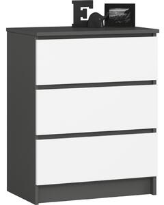 AKORD CLP Komód 3 Fiókos Laminált Grafitszürke/Fehér