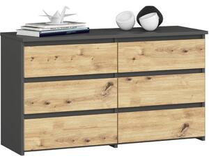 AKORD CL100 Modern Fiókos Komód Laminált Szürke Artisan Tölgy 6-Fiókos