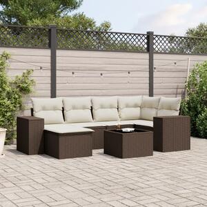7 részes barna polyrattan kerti ülőgarnitúra párnákkal