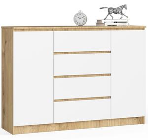 AKORD CLP Artisan Komód 138 Laminált Tölgy-Fehér 4 Fiókos