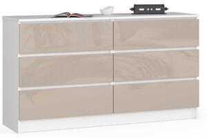 AKORD CLP K140 Komód 6 Fiókos Magasfényű Cappuccino