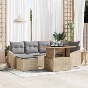 Kerti Kanapé Szett tárolóval 7 pcs Bézs Poli rattan