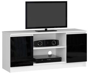 AKORD Modern TV Szekrény 120 Fehér-Fekete Magasfényű Akril