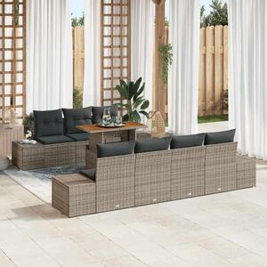 Kerti Kanapé Szett tárolóval 8 pcs Szürke Poli rattan