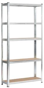 Fancy Garden Garázs Fém Polcrendszer Acél/MDF Ezüst 5-Polcos