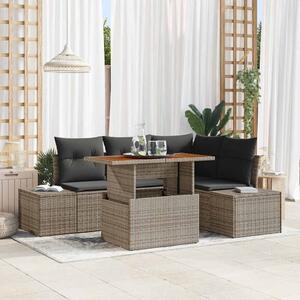 Kerti Kanapé Szett tárolóval 5 pcs Szürke Poli rattan