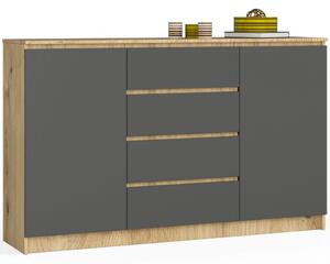 AKORD CLP Artisan Komód 160 Laminált Szürke Matt 4-Fiókos