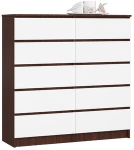 AKORD CLP K120 Komód Laminált Wenge-Fehér 10 Fiókos