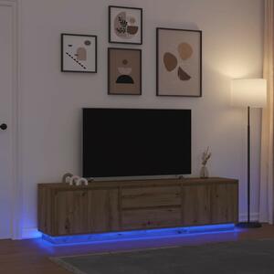 Kézműves tölgy színű TV-szekrény LED-lámpákkal 193,5x41x50 cm