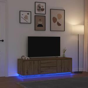 Kézműves tölgy színű TV-szekrény LED-lámpákkal 160,5x41x50 cm