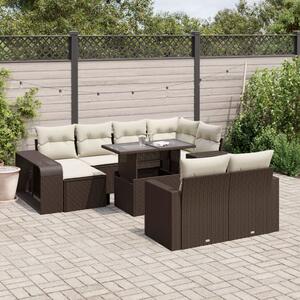 11 részes barna polyrattan kerti ülőgarnitúra párnákkal