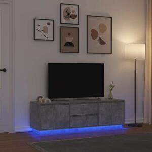 Betonszürke TV-szekrény LED lámpákkal 160,5x41x50 cm