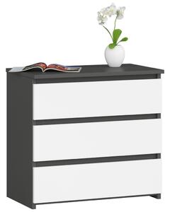 AKORD CLP CL3 Komód Laminált Grafitszürke/Fehér 3 Fiókos
