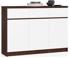 AKORD CLP Wenge-Fehér Modern Komód 3 Ajtós 3 Fiókos