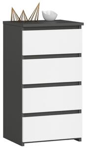 AKORD CL4 Komód Laminált Grafitszürke-Fehér 4 Fiókos