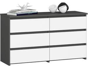 AKORD CL100 Modern 6-Fiókos Komód Laminált Grafitszürke-Fehér