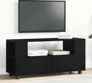 Fekete tölgy szerelt fa TV-szekrény kerekekkel 102x34,5x43 cm