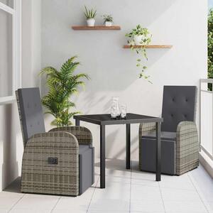 Kert étkező szett párnával 3 pcs Szürke polirattan