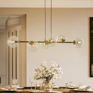 EMIBIG LIGHTING Lógó világítás Glassy, 6 izzós, fekete, átlátszó, üveg, 110 cm, dimmelhető, Fekete, Nappali / Étkező, fém, Modern