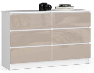 AKORD CLP K120 Cappuccino Magasfényű 6-Fiókos Komód