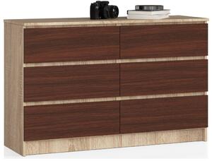 AKORD CLP 6-Fiókos Komód Sonoma Tölgy/Wenge Laminált OP0LK-1DABVEN001