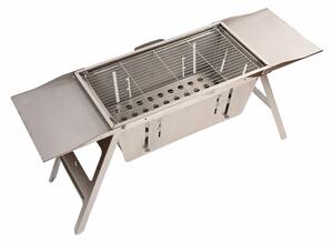 DesignNest összecsukható grillsütő, hordozható, néhány másodperc alatt készen áll, főzőfelület 56 x 31 cm, rozsdamentes acél anyag, állítható magasságú, könnyen tisztítható, hordtáskával