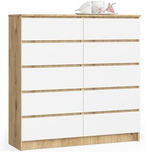 AKORD CLP K120 Komód Laminált Artisan Tölgy Fehér 10 Fiókos