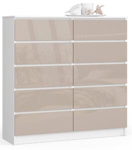 AKORD CLP 10-Fiókos Cappuccino Magasfényű Komód