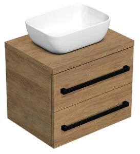 Fürdőszobaszekrény fekete fogantyúval SAT Cube Way 60x71x46 cm tölgy Hickory matt CUBE46C1603DH45