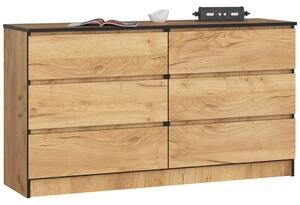 AKORD CLP K140 Komód Laminált Craft Tölgy 6 Fiókos