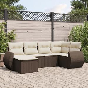 6 részes barna polyrattan kerti ülőgarnitúra párnával