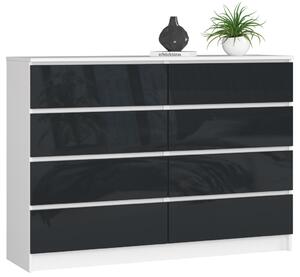 AKORD CLP K140 Modern Komód 8 Fiókos Magasfényű Grafit