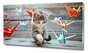 Üvegkép Cat papír madarak