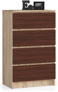 AKORD K60 Sonoma Tölgy Wenge Komód 4 Fiókos Laminált