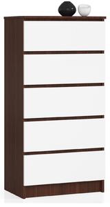 AKORD Modern K60 Komód 5 Fiókos Wenge-Fehér Laminált