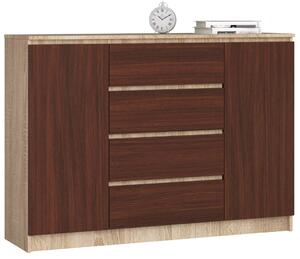 AKORD CLP Komód Sonoma Tölgy/Wenge Laminált 4-Fiókos
