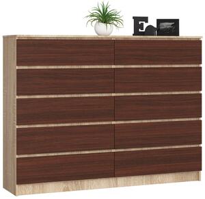 AKORD CLP Sonoma Tölgy/Wenge Fiókos Komód 10 Fiókkal