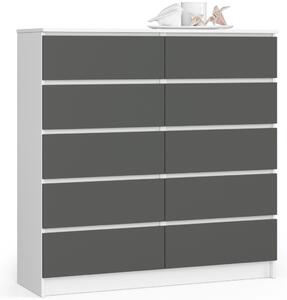 AKORD CLP K120 Komód Laminált Fehér-Szürke 10 Fiókos