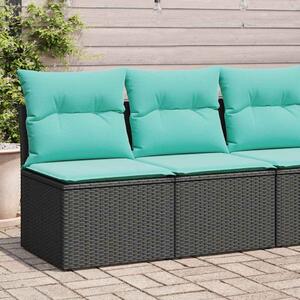 2 részes fekete polyrattan akácfa kerti ülőgarnitúra párnával