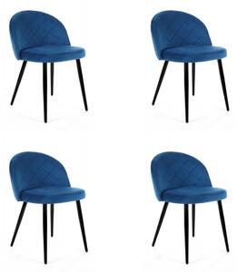 AKORD SJ.077 Bársony Étkezőszék Tengerészkék Steppelt 4 darabos szett