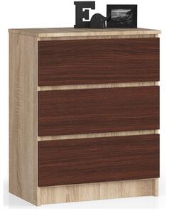 AKORD CLP Komód 3 Fiókos Sonoma Tölgy/Wenge Laminált
