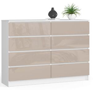 AKORD CLP K140 Komód 8 Fiókos Cappuccino Magasfényű