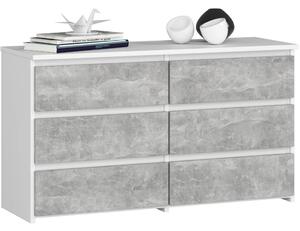 AKORD CL100 Modern Fiókos Komód Laminált Fehér-Beton 6 Fiókos