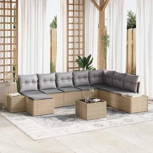 Kerti Kanapé Szett 8 pcs Beige és világosszürke polirattan