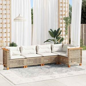 5 részes bézs polyrattan kerti ülőgarnitúra párnákkal