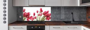 Konyhai falburkoló panel Piros tulipánok