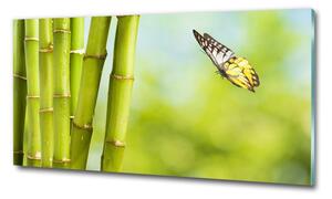 Egyedi üvegkép Bamboo és a pillangó