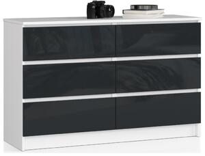 AKORD CLP 120 Komód 6 Fiókos Magasfényű Grafit MDF
