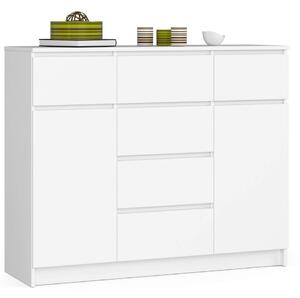 AKORD CLP K017 Modern Komód Laminált Fehér 6-Fiókos